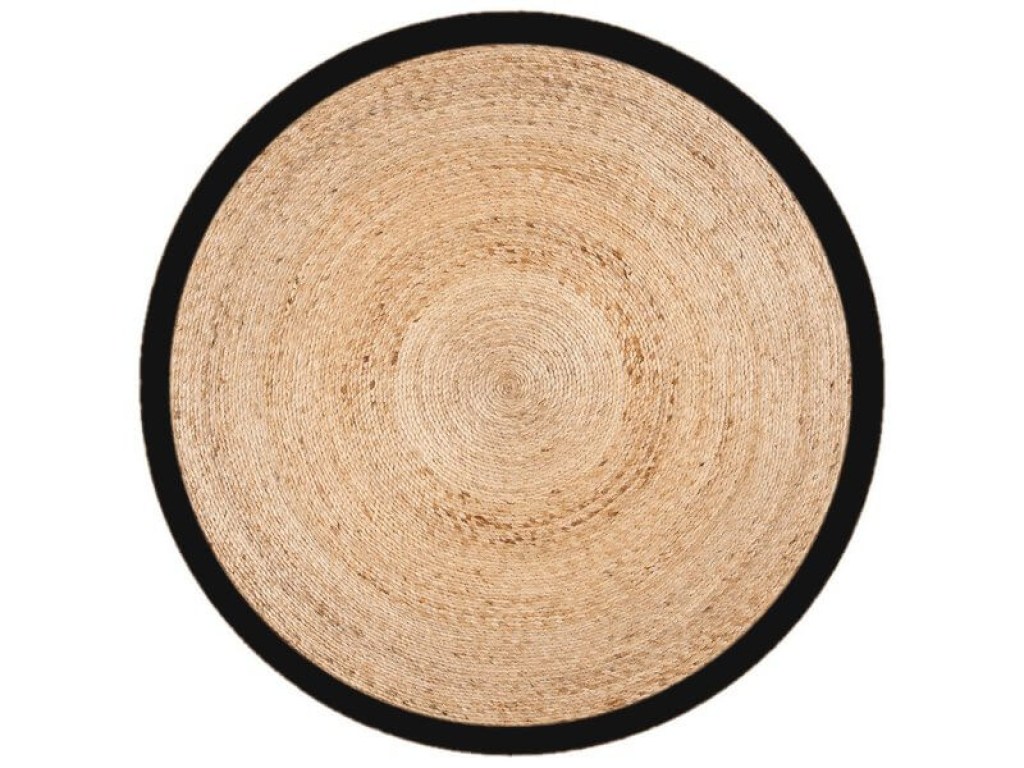 Χαλί Γιούτα Στρογγυλό Βαμβακερό Μαύρο Γαρύφαλλο | Γαρύφαλλο - Λευκά Είδη